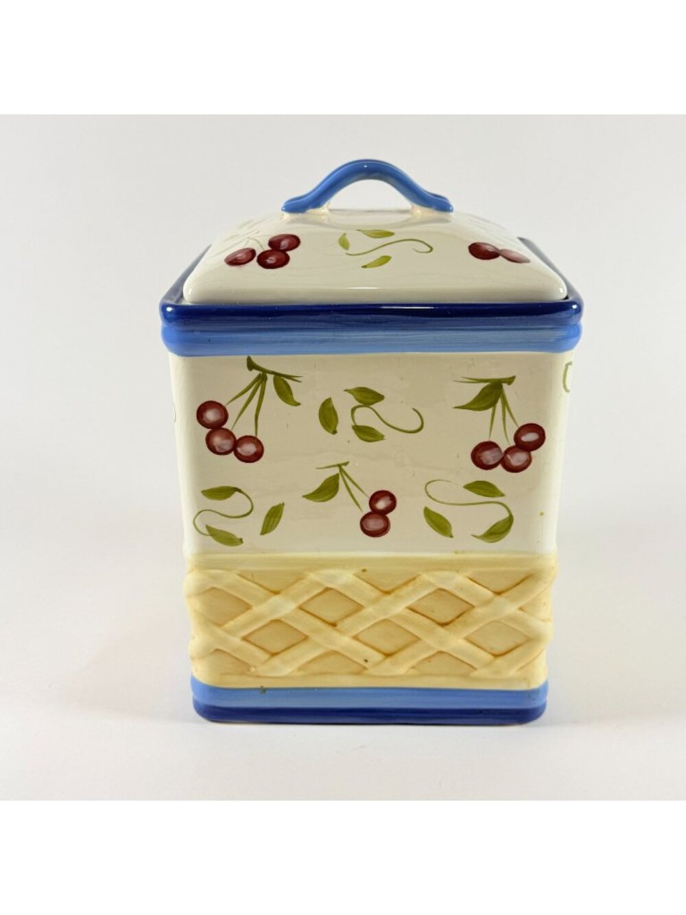 Inspirado StoneLite Cherry Canister Hand Painted Ceramic Kitchen Storage Jar Lid